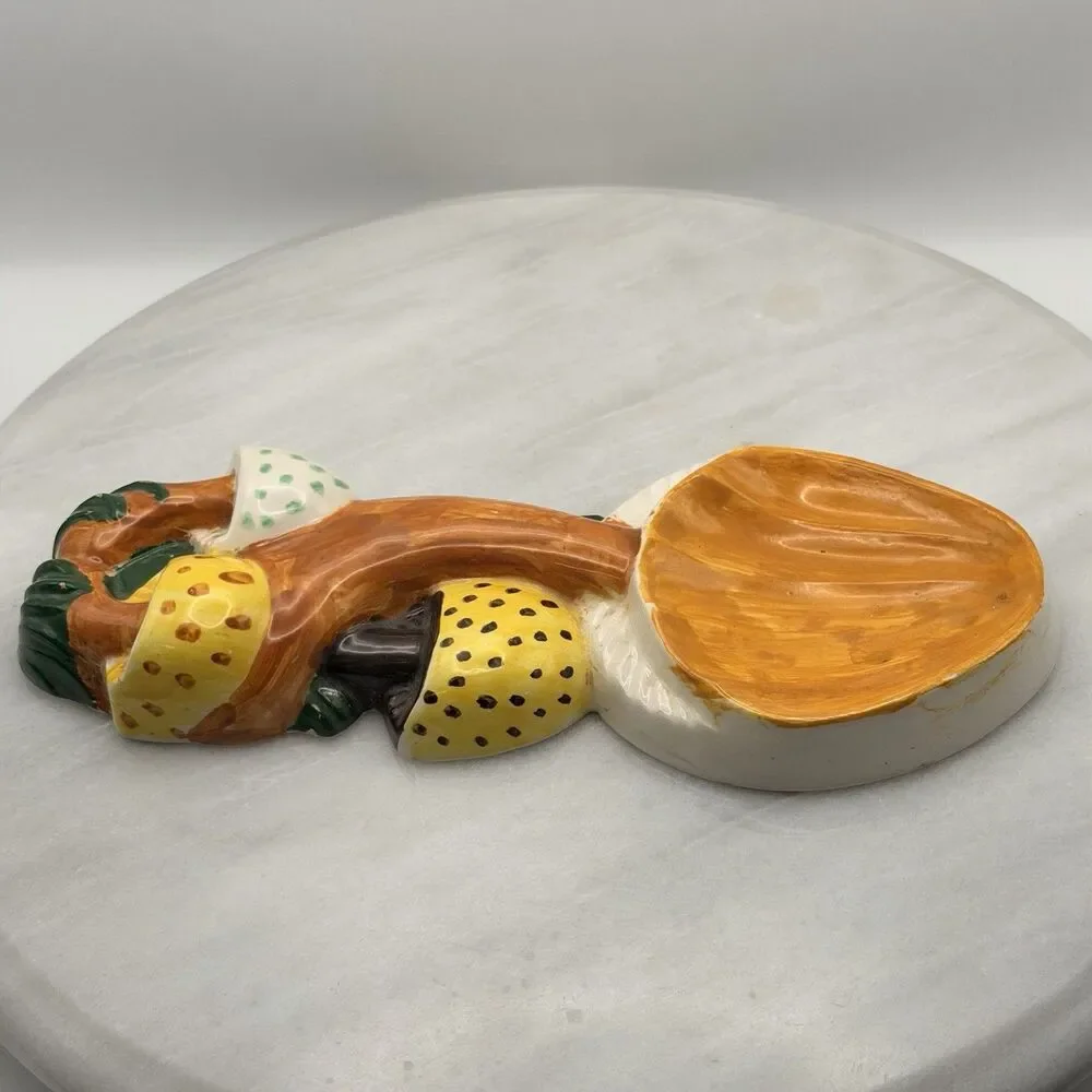 Vintage 1974 Arnel's Mushroom Ceramic Spoon Rest Wall Decor Hand Painted 8.5